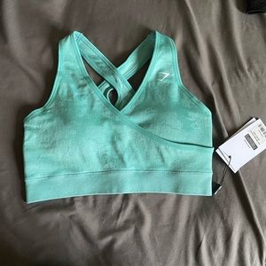 Gymshark Camo Seamless Sports Bra in Light Green